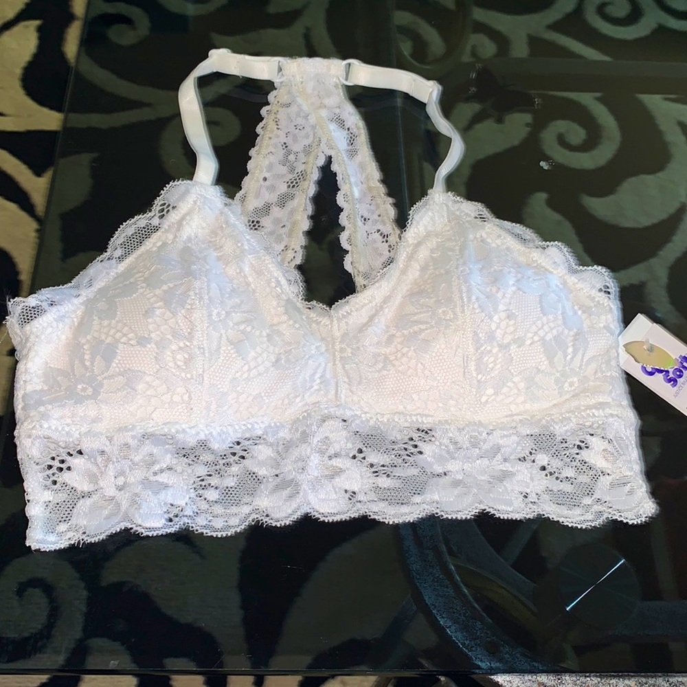 Justice for girls white lace training bra,